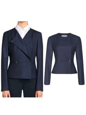 Hugo Boss Navy Jasoni Virgin Wool Cotton Blend Blazer Jacket